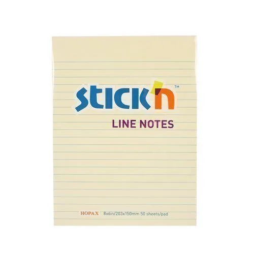 STICK'N STICKY NOTES 203X150MM YELLOW - LINES NOTES 50S/PAD — image 1