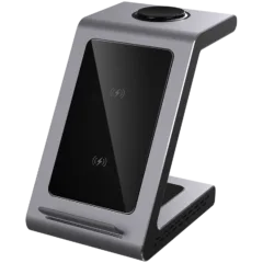 3 in 1 wireless charger Input:5V3A/9V2A/12V1.5A(QC3.0 or PD18W) Wireless: 9V1.1A/5V1.5A (7.5W/10W) Wireless for TWS: 5V 1A(Max) Wireless for Samsung: 5V 0.3A(1.5W), Aluminum+Tempered Glass