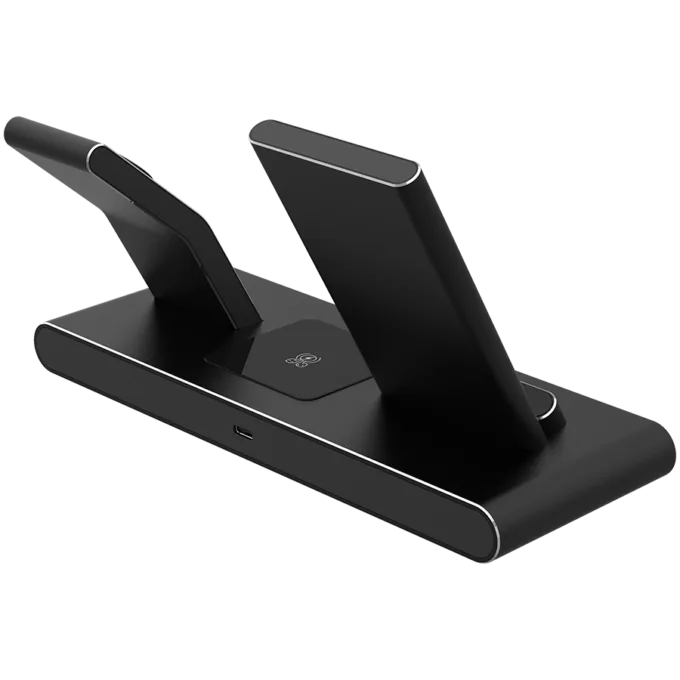 Prestigio ReVolt A7, 3-in-1 wireless charging station for iPhone, Apple Watch, AirPods, wilreless output for phone 7.5W/10W, wireless output for AirPods 5W, wireless output for Apple Watch 2.5W, material: aluminum+tempered glass, black color — image 11