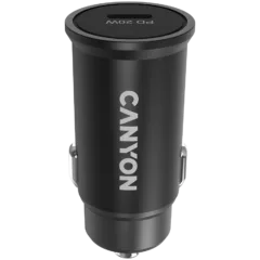 Canyon C-20, PD 20W Pocket size car charger, input: DC12V-24V, output: PD20W, support iPhone12 PD fast charging, Compliant with CE RoHs , Size: 50.6*23.4*23.4, 18g, Black