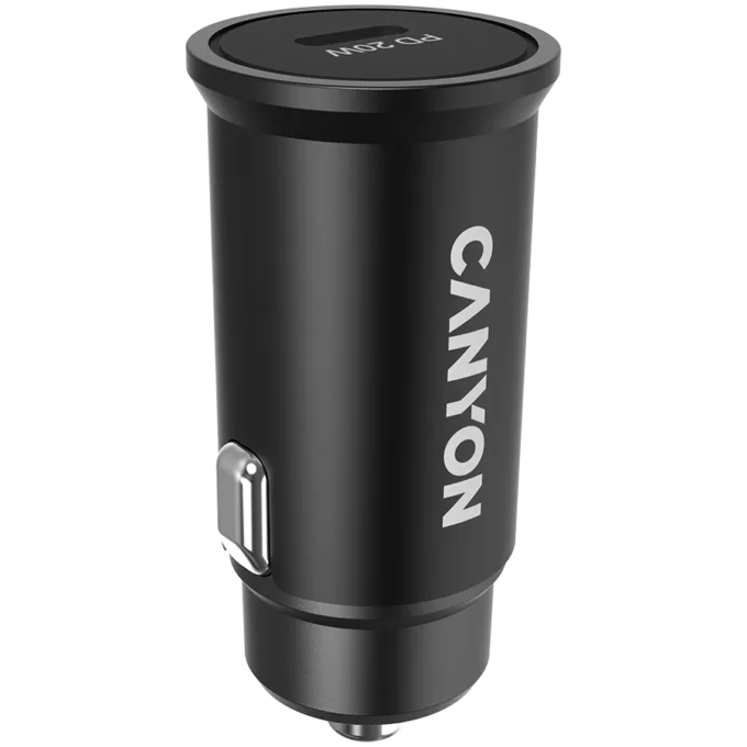 Canyon C-20, PD 20W Pocket size car charger, input: DC12V-24V, output: PD20W, support iPhone12 PD fast charging, Compliant with CE RoHs , Size: 50.6*23.4*23.4, 18g, Black — image 2