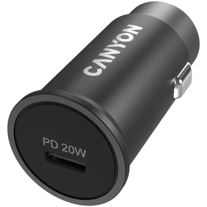 Canyon C-20, PD 20W Pocket size car charger, input: DC12V-24V, output: PD20W, support iPhone12 PD fast charging, Compliant with CE RoHs , Size: 50.6*23.4*23.4, 18g, Black — image 3