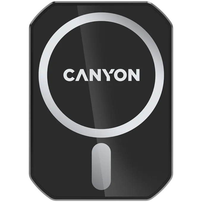 CANYON CH-15, Magnetic car holder and wireless charger, C-15-01, 15W，Input: USB-C: 5V/2A, 9V/3A;Output: 5W, 7.5W, 10W, 15W;83*60*8.15mm,0.147kg,black — image 1