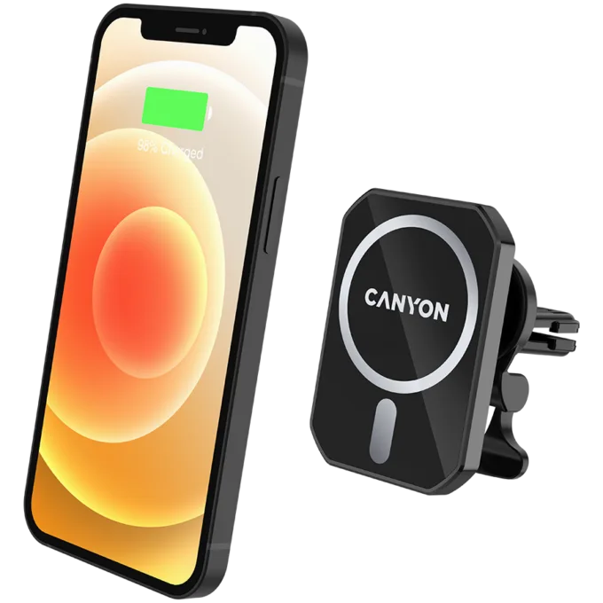 CANYON CH-15, Magnetic car holder and wireless charger, C-15-01, 15W，Input: USB-C: 5V/2A, 9V/3A;Output: 5W, 7.5W, 10W, 15W;83*60*8.15mm,0.147kg,black — image 3