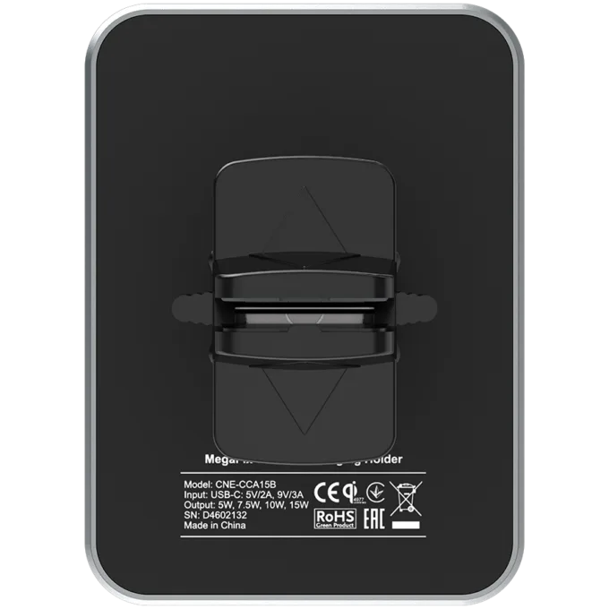 CANYON CH-15, Car holder and wireless charger MegaFix, C-15, 15W, Input: USB-C: 5V/2A, 9V/3A; Output: 5W, 7.5W, 10W, 15W;89*65*12mm,0.195kg,black — image 4
