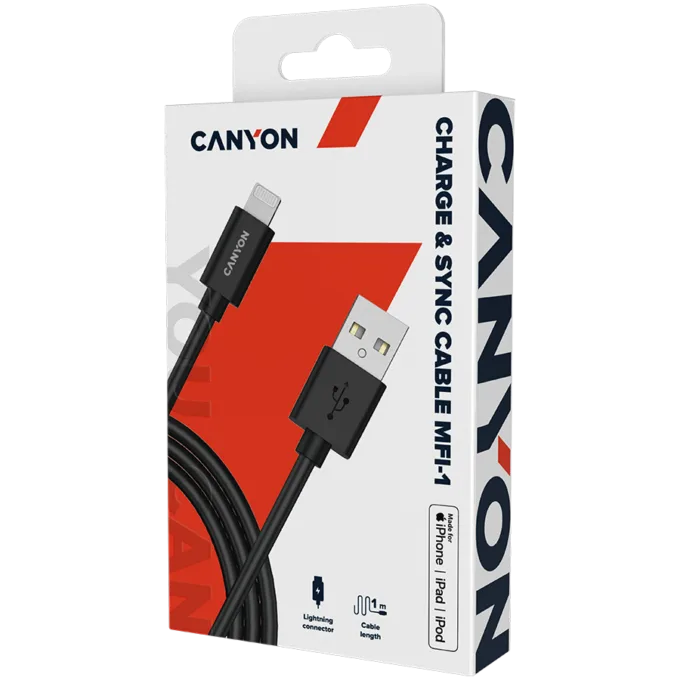 CANYON cable MFI-1 Lightning 12W 1m Black — image 3