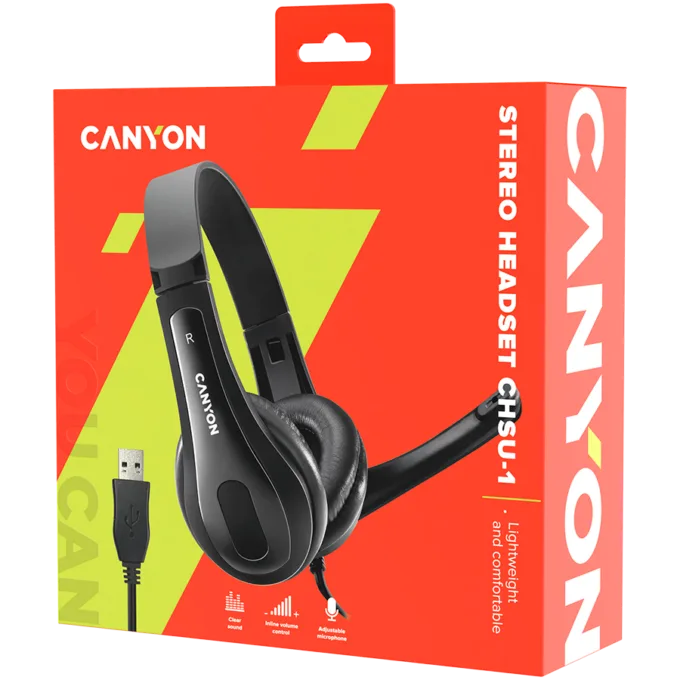 CANYON PC headset CHSU-1 PC Mic USB 2m Black — image 5