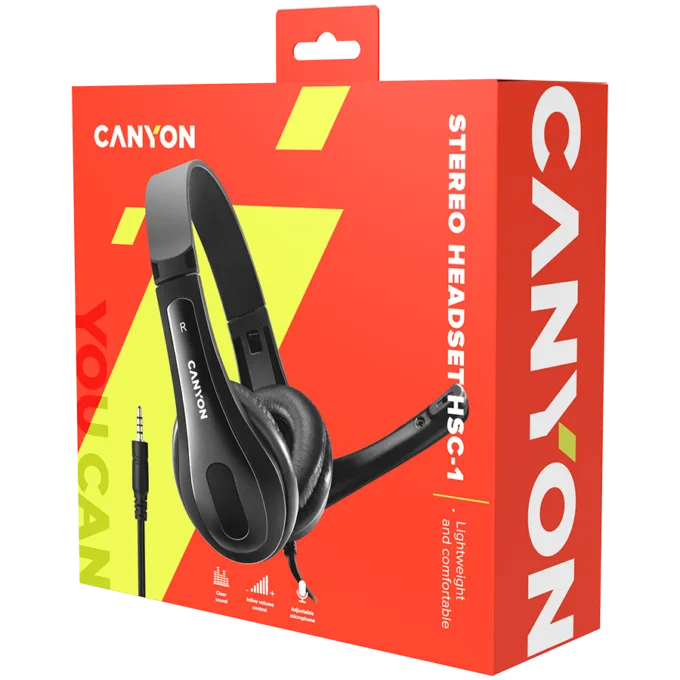 CANYON PC headset HSC-1 PC Mic Flat 2m Black — image 6