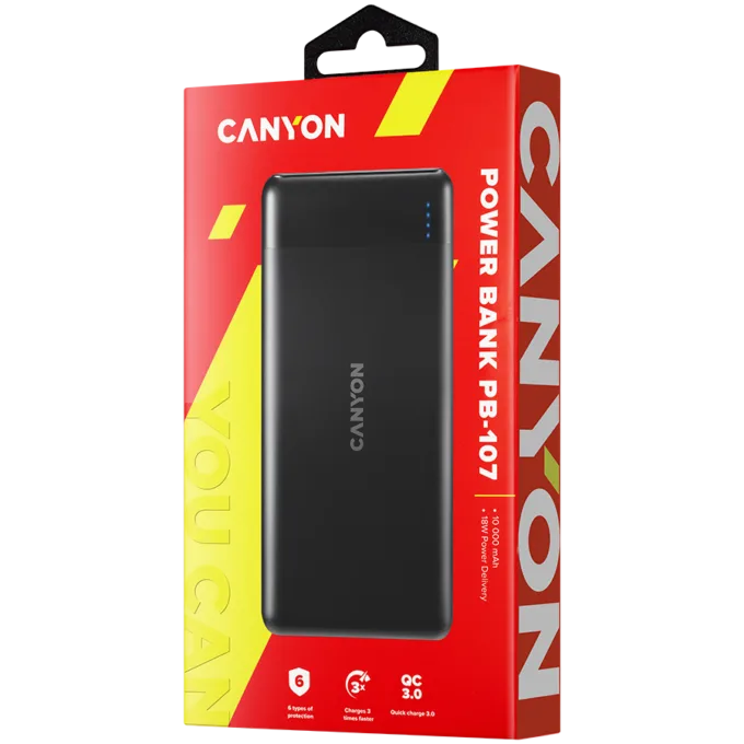 CANYON power bank PB-107 10000 mAh PD QC 3.0 18W Black — image 3