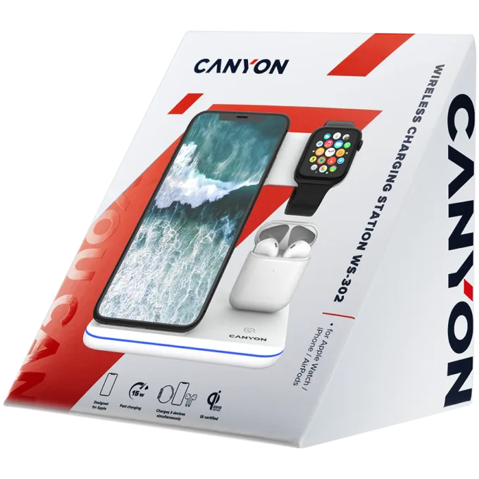 CANYON wireless charger WS-302 15W 3in1 White — image 6