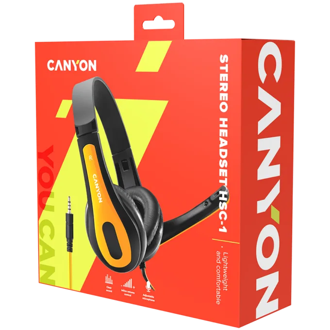 CANYON PC headset HSC-1 PC Mic Flat 2m Black Yellow — image 6