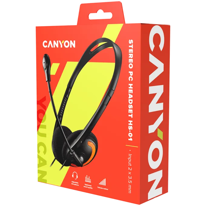 CANYON PC headset HS-01 PC Mic Flat 1.8m Black Orange — image 3
