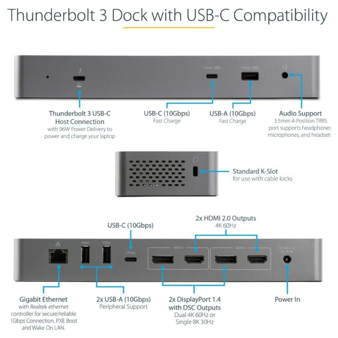 StarTech.com TB3CDK2DHUE laptop dock/port replicator — image 8