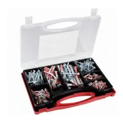 Fischer Meister-Box XL living room + screws (light gray/red, 280-part, with screw)
