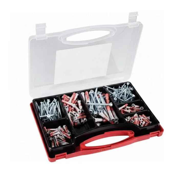 Fischer Meister-Box XL living room + screws (light gray/red, 280-part, with screw) — image 1