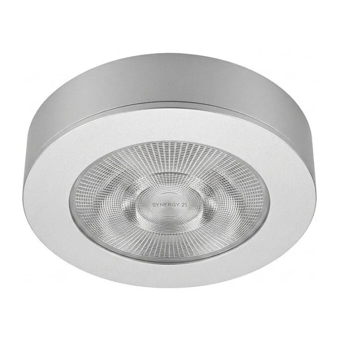 Synergy 21 LED Deckeneinbauspot Helios silber, rund, Aufputzrahmen — image 1