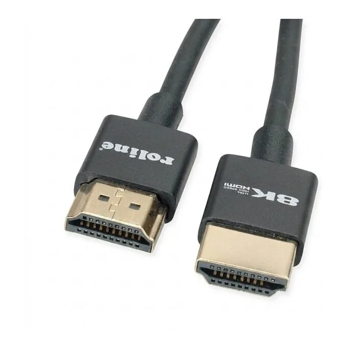 ROLINE 8K HDMI Ultra HD cable with Ethernet, Slim, ST/ST, black, 1 m — image 1