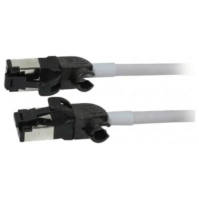 Synergy21 patch cable RJ45, CAT6A 500Mhz, 1,0m, grey, S/FTP, slimline around d=4,5mm, TPE/LSZH(Superflex), AWG28, with CAT7 raw, rotatable plug, — image 1