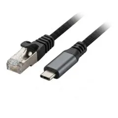 Synergy21 Cable USB, C(St) => RJ45(St) Network card, 2.0m, USB3.2 Type-C, black(Textile), ,