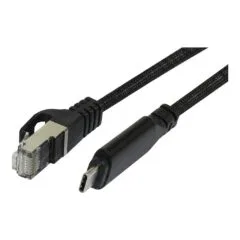 Synergy21 Cable USB, C(St) => RJ45(St) Network card, 3.0m, USB3.2 Type-C, black(Textile), ,