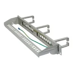Synergy21 Keystone, Modulträger, 19Patchpanel für 16xTP-Modul, 1HE(t 92mm), Lichtgrau, mit Kabelbügel