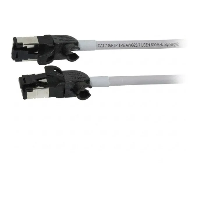 Synergy21 patch cable RJ45, CAT6A 500Mhz, 0,25m, grey, S/FTP, slimline around d=4,5mm, TPE/LSZH(Superflex), AWG28, with CAT7 raw, rotatable plug, — image 1