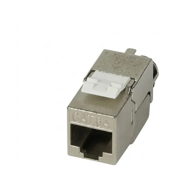 Synergy21 Keystone, module, TP jack(RJ45), CAT6A, 500MHz, slim-line, with cable clamp — image 1
