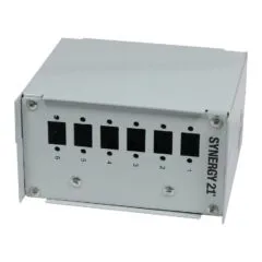 Synergy21 LWL patch panel for DIN, 6xLC duplex/SC simplex sockets, without couplings, light grey