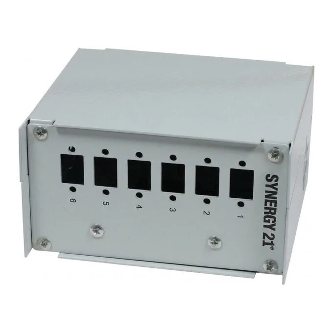 Synergy21 LWL patch panel for DIN, 6xLC duplex/SC simplex sockets, without couplings, light grey — image 1