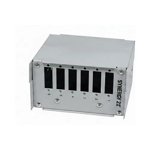 Synergy21 LWL patch panel for DIN, 6xSC duplex/LC quad sockets, without couplings, light grey — image 1