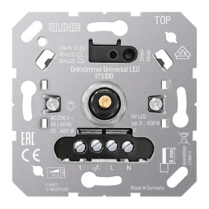 Jung 1731DD Drehdimmer UNI LED 3-100W 20-420W/VA — image 1