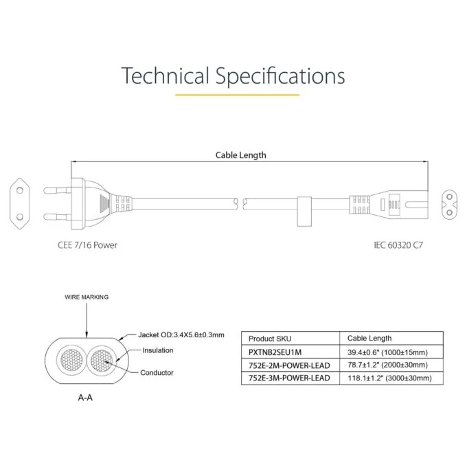 StarTech.com PXTNB2SEU1M power cable — image 3