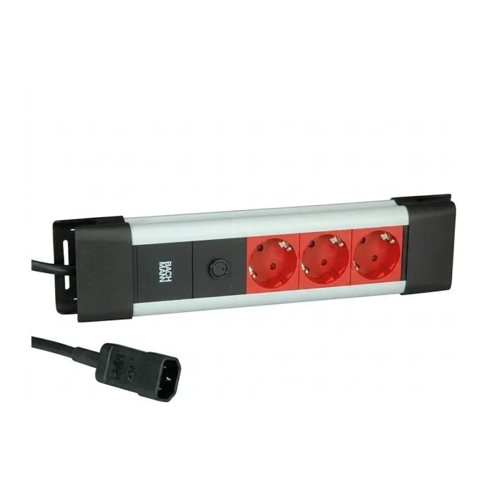 BACHMANN CONNECTUS 3xCEE7/3, 10A C14-Stecker, rot, 2 m — image 1