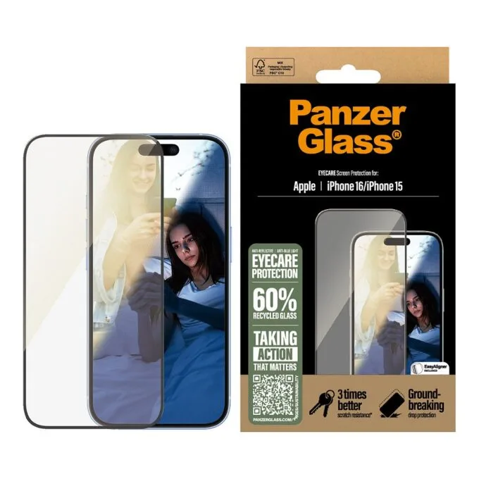 PanzerGlass ® EyeCARE™ Screen Protector iPhone 16 | 15 | Ultra-Wide Fit — image 2