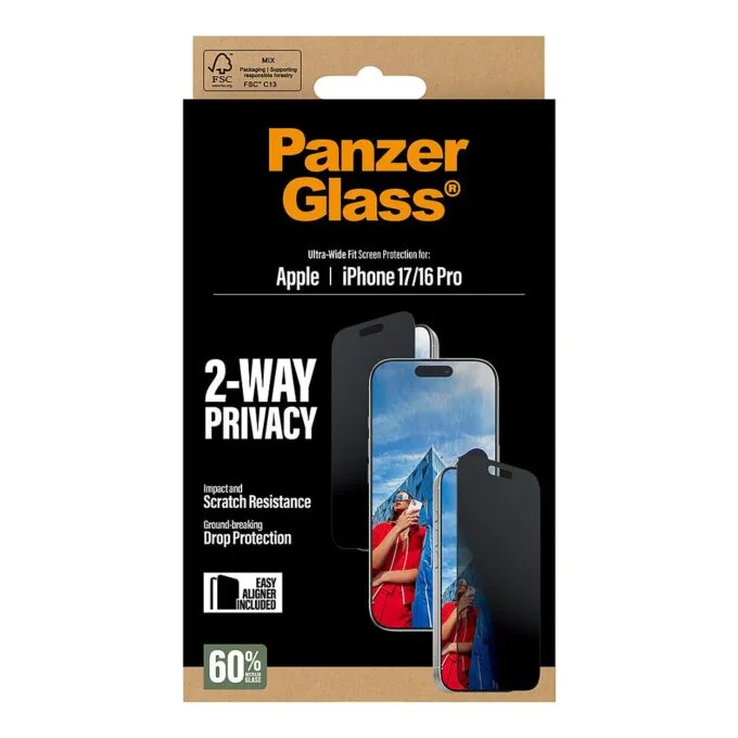 PanzerGlass ® 2-Way Privacy Screen Protector iPhone 17 | iPhone 16 Pro | Ultra-Wide Fit w. EasyAligner — image 3