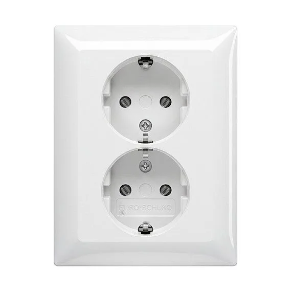 BUSCH JAEGER BJ 202 EUJ-914 SCHUKO® double socket. Full cover — image 1