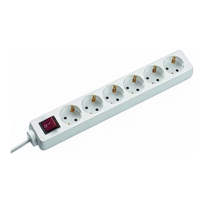 BACHMANN SELLY power strip 6x protective contact switch white 1.5m — image 1