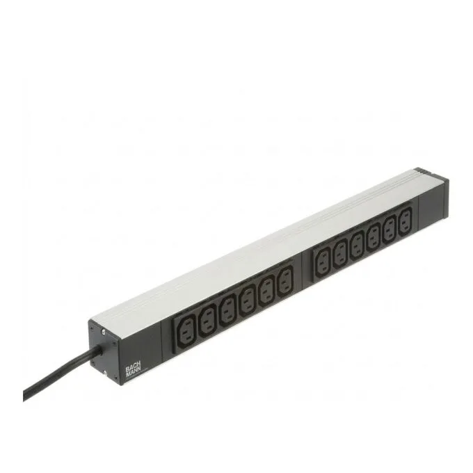 BACHMANN Steckdosenleiste 48,26cm 19Zoll 1HE 12 x C13 Buchse Schutzkontakt-Stecker — image 1