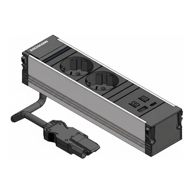 BACHMANN CONI 2x protective contact 1xUSB A/C 22W black — image 1