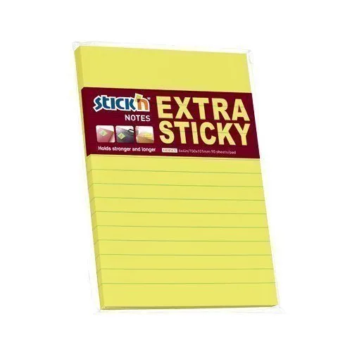 STICK N EXTRA STICKY NOTES 150X101MM, NEON YELLOW - LINES NOTES 90S/PAD — image 1