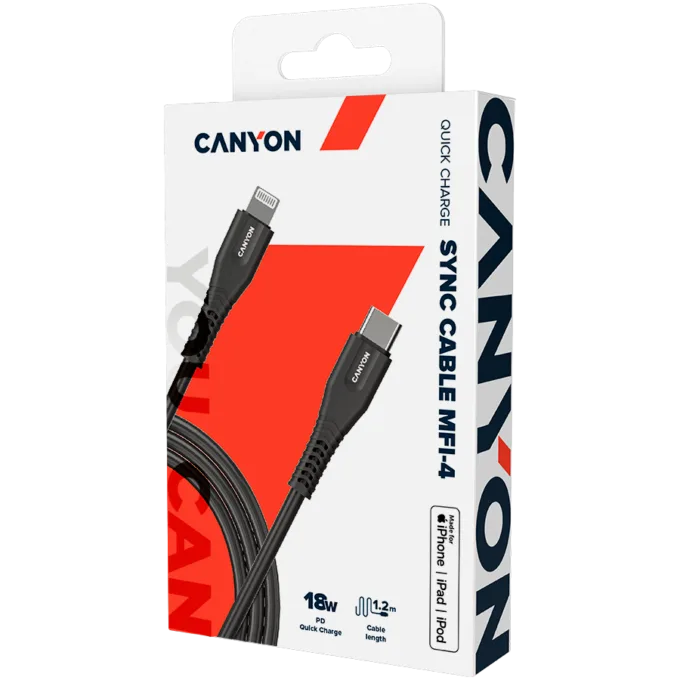 CANYON cable MFI-4 Type-C to Lightning 1.2m Black — image 4