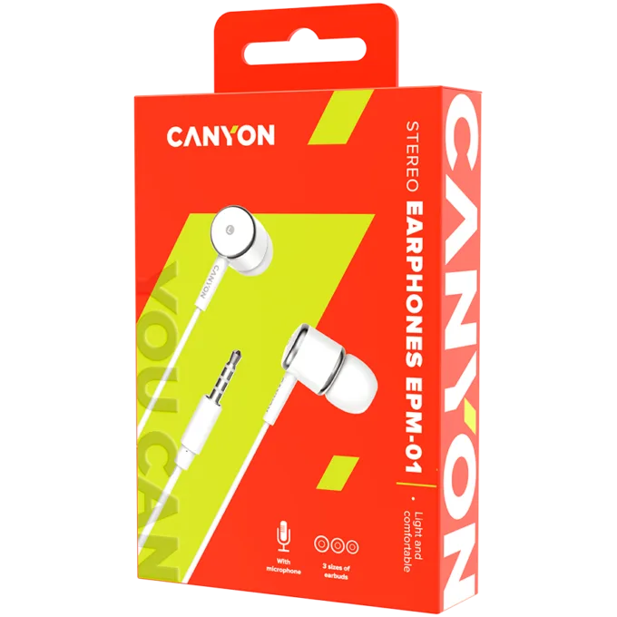 CANYON headphones EPM-01 Mic 1.2m White — image 3