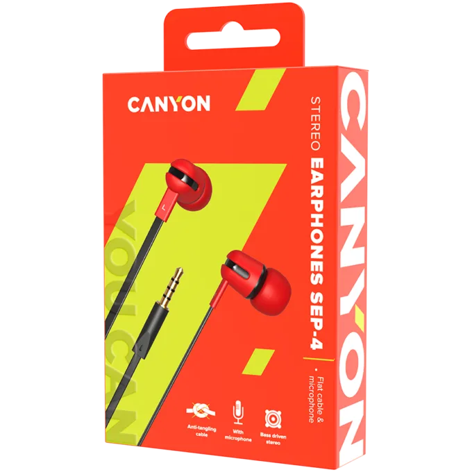 CANYON headphones SEP-4 Mic Flat 1.2m Red — image 2