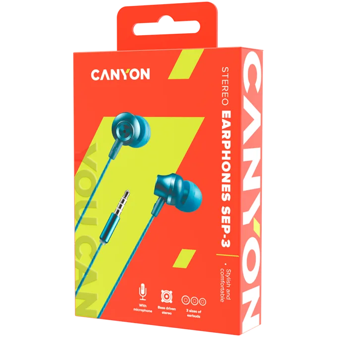CANYON headphones SEP-3 Mic 1.2m Blue Green — image 3