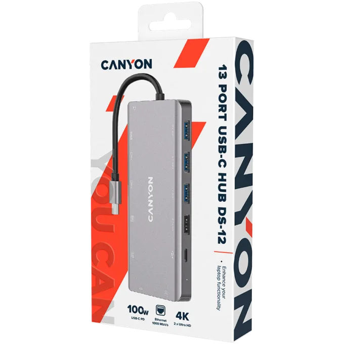 CANYON hub DS-12 13in1 4k USB-C Dark Grey — image 2