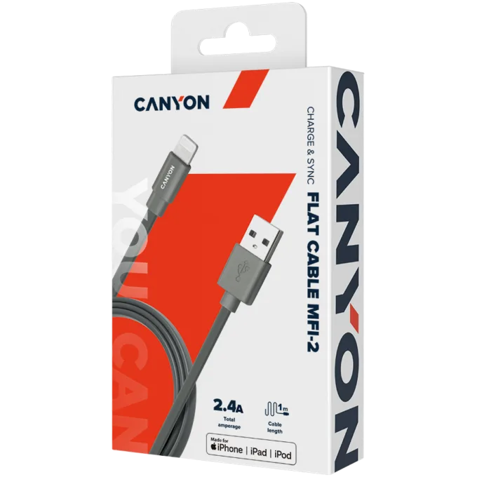 CANYON cable MFI-2 Lightning 12W 1m Dark Grey — image 3