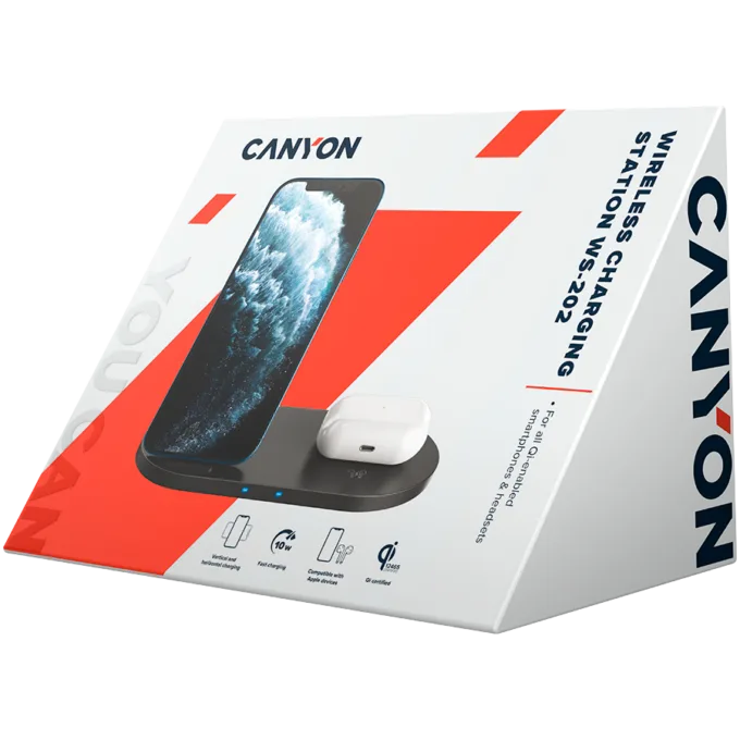 CANYON wireless charger WS-202 10W 2in1 Black — image 3