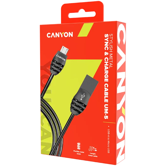 CANYON cable UM-5 MicroUSB 10W 1m Dark Grey — image 2