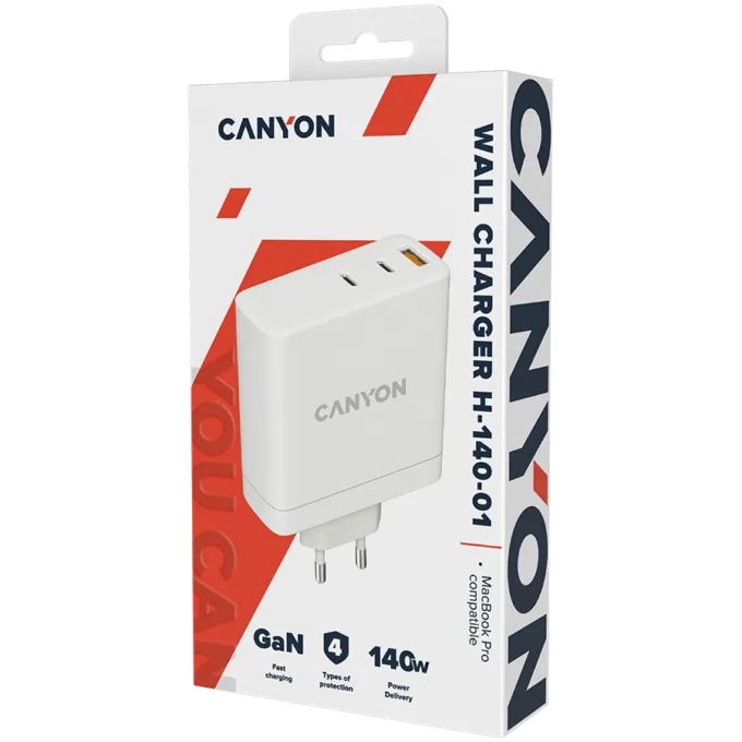 CANYON H-140-01, Wall charger with 1USB-A, 2 USB-C. Input:100-240V~50/60Hz, 2.0A Max. USB-A Output: 5V /9V /12V/20V /28V Max Output Current:5.0A max — image 4