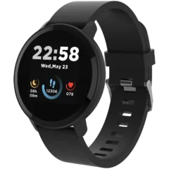 CANYON Lollypop SW-63, Smart watch, 1.3inches IPS full touch screen, Round watch, IP68 waterproof, multi-sport mode, BT5.0, compatibility with iOS and android, black, Host: 25.2*42.5*10.7mm, Strap: 20*250mm, 45g